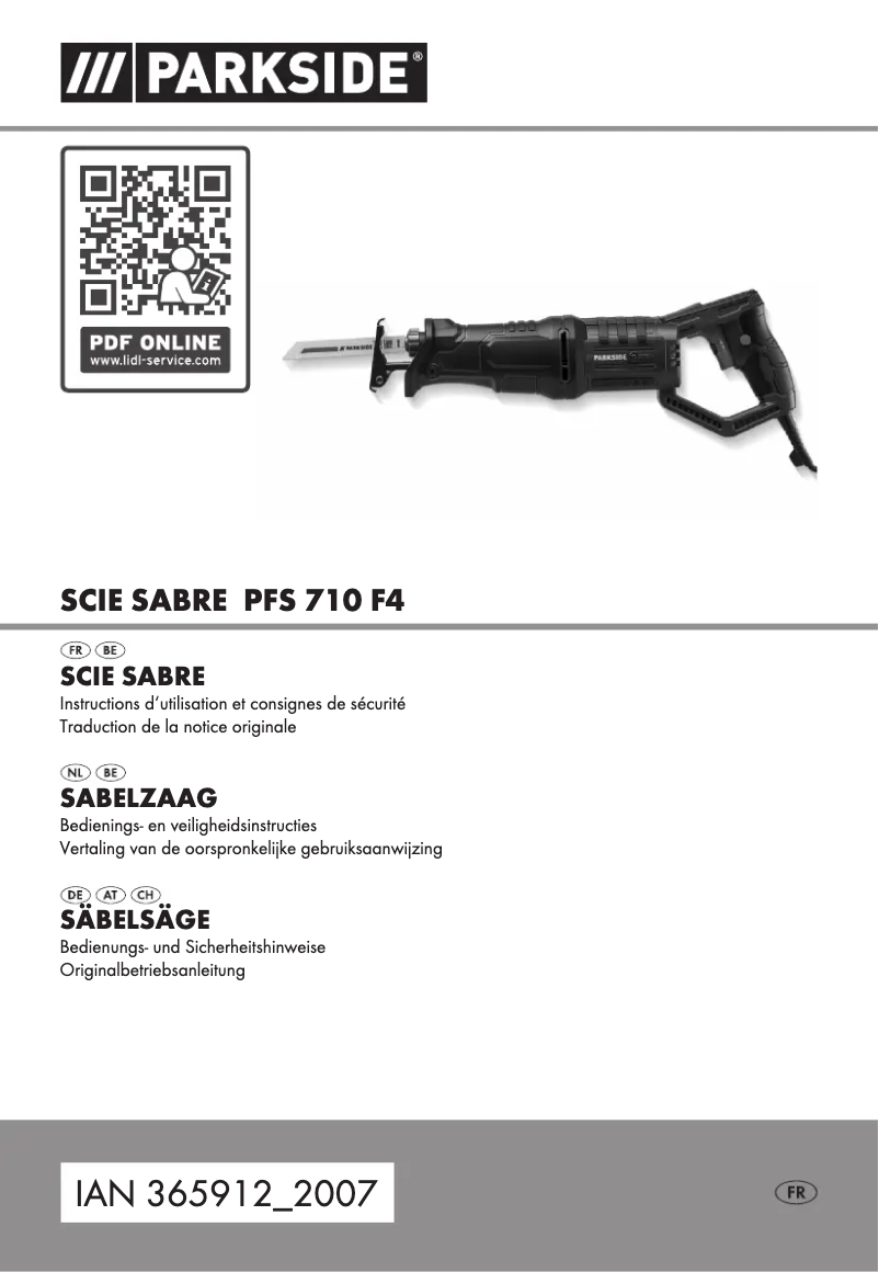 Page 1 de la notice Manuel utilisateur Parkside PFS 710 F4