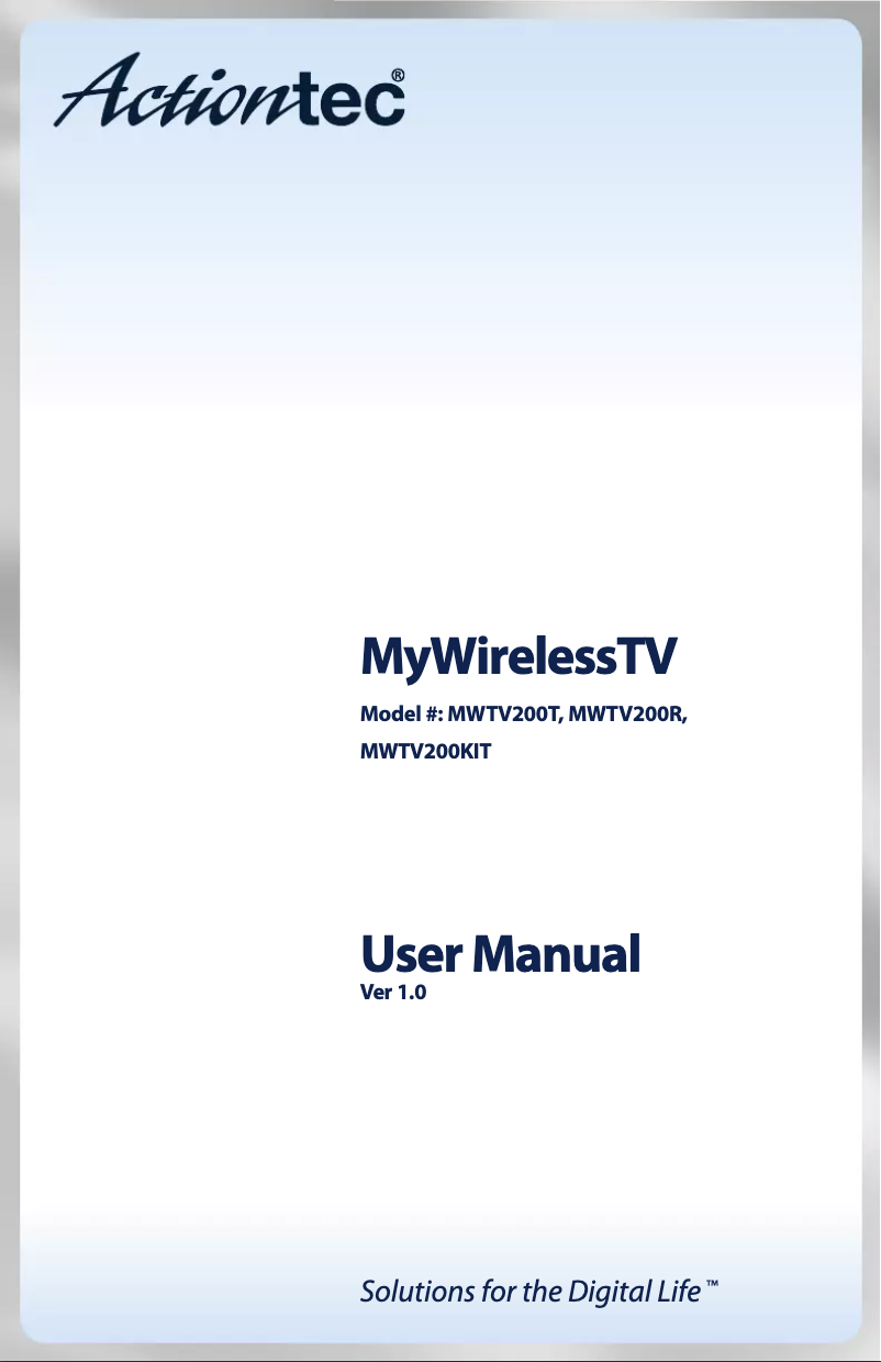 Page n°1 - Manuel utilisateur Actiontec MyWirelessTV