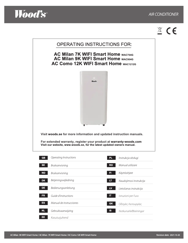 Page n°1 - Manuel utilisateur Wood's Como 12K WiFi