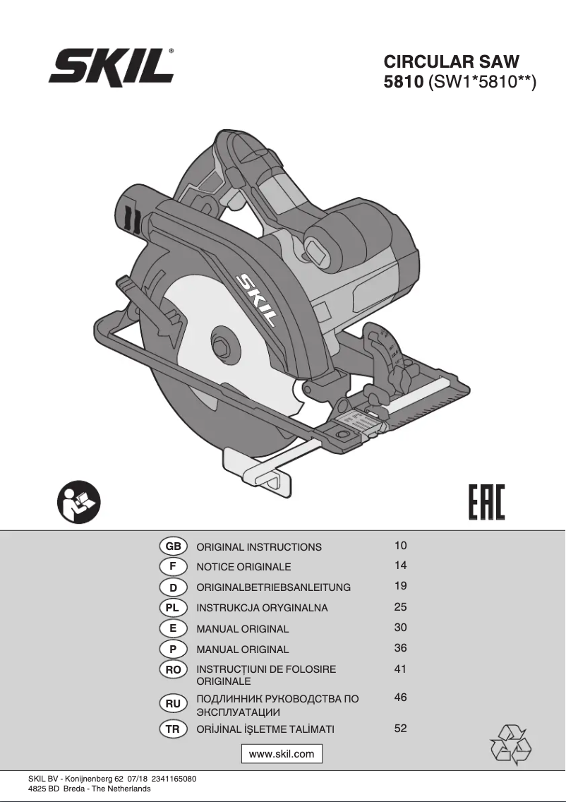 Page n°1 - Manuel utilisateur Skil 5810 AA