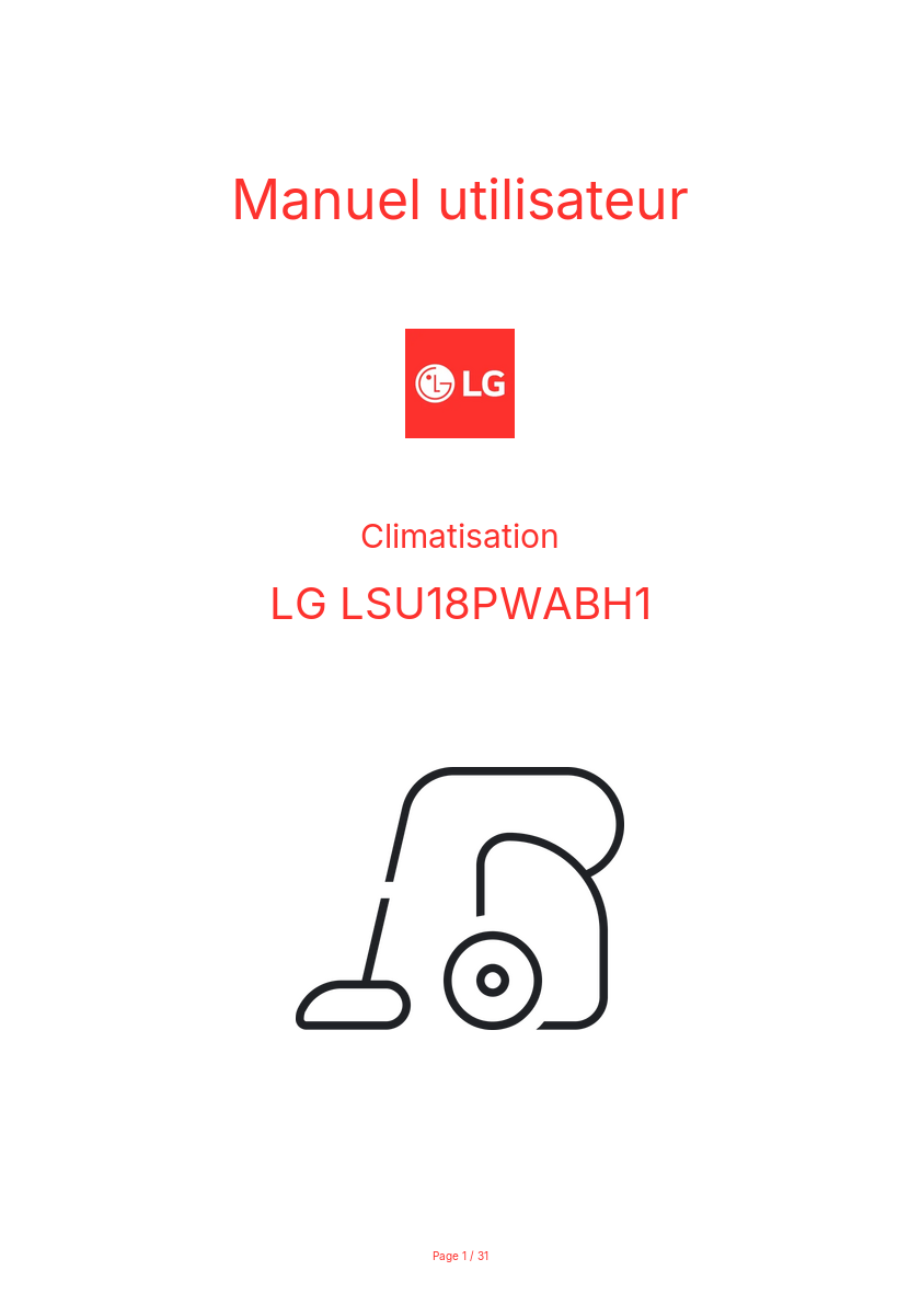 Page n°1 - Manuel utilisateur LG LSU18PWABH1