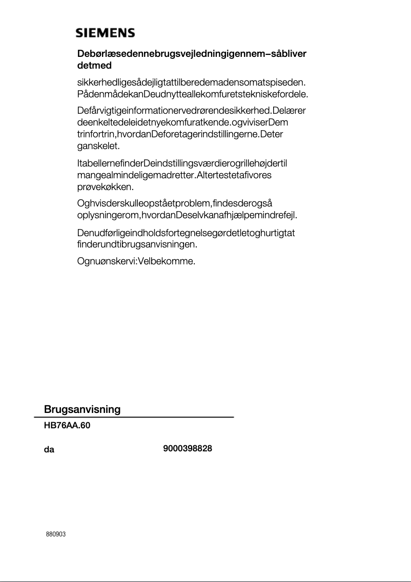 Page 1 de la notice Manuel utilisateur Siemens HB76AA260F