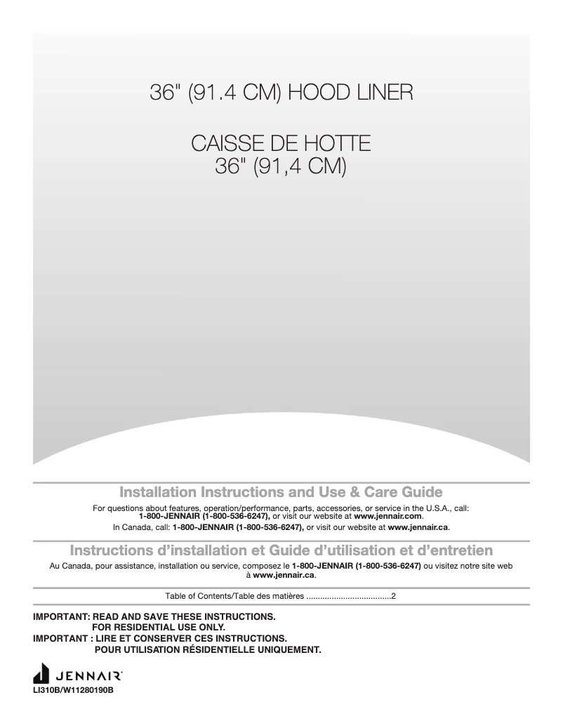 Page 1 de la notice Manuel utilisateur JennAir JXL6536HSS