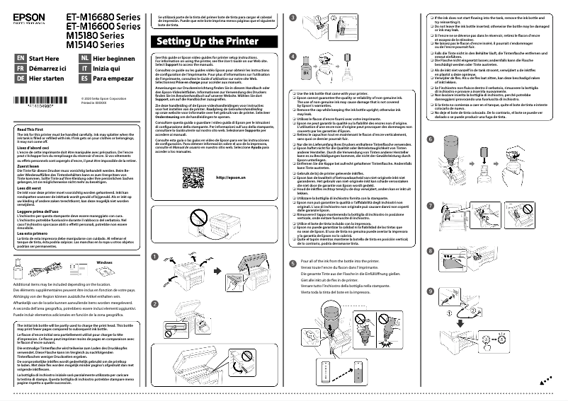 Page 1 de la notice Guide d'installation Epson EcoTank ET-M16600