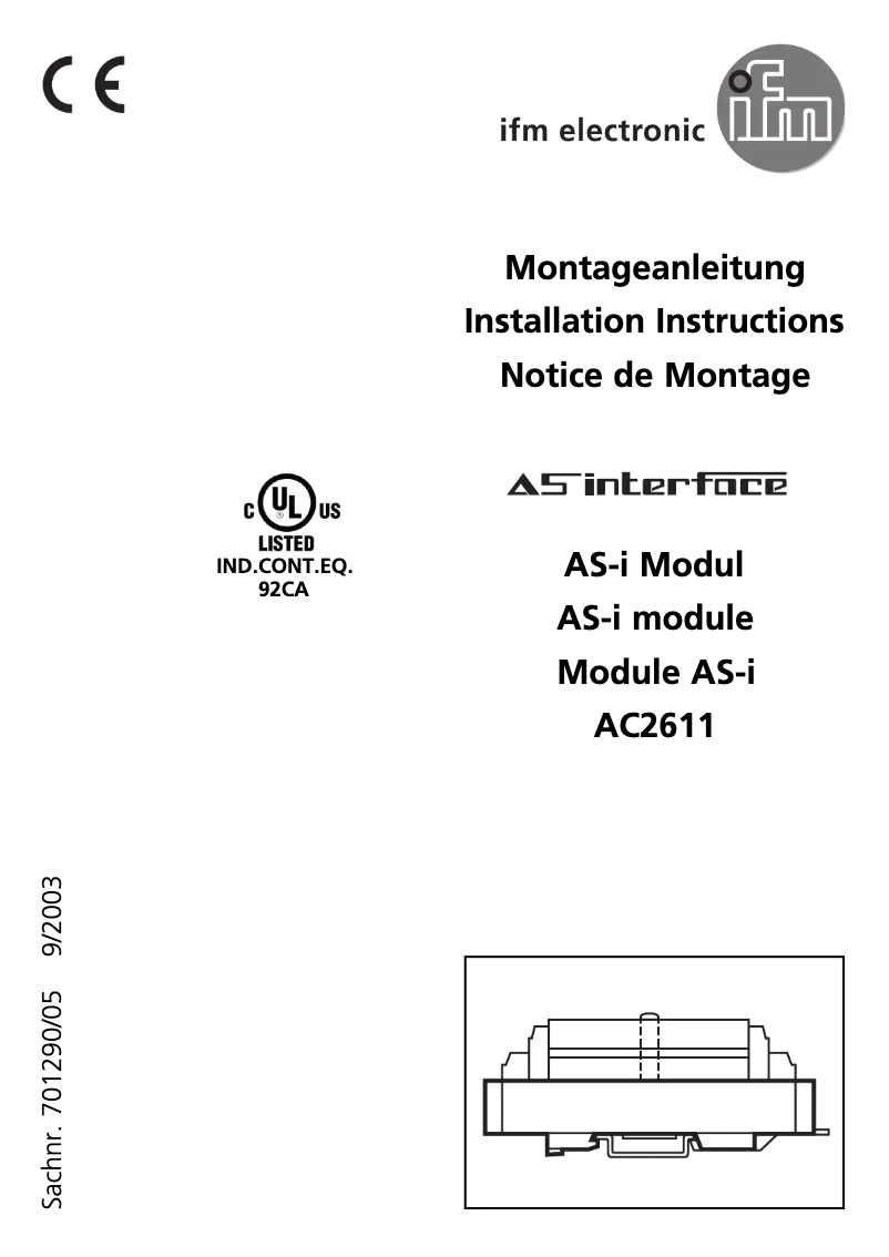 Page 1 de la notice Manuel utilisateur IFM AC2611