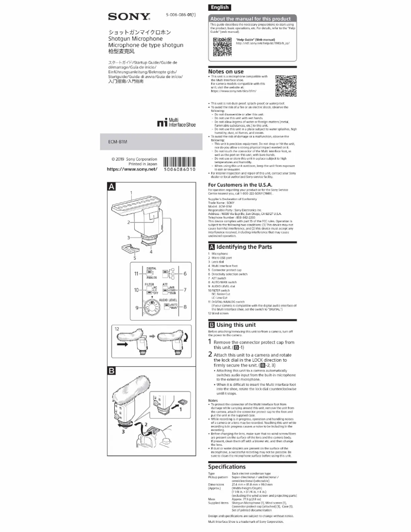 Page n°1 - Mode d'emploi Sony ECM-B1M