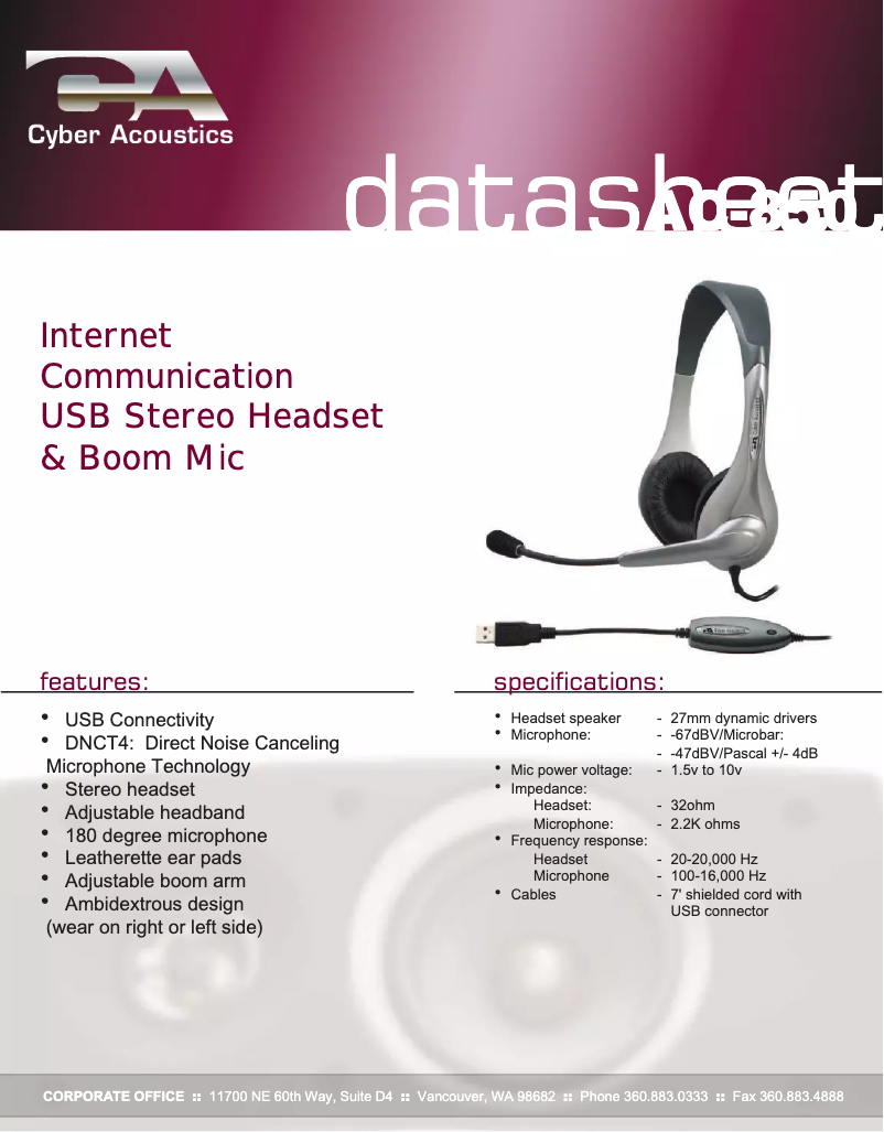 Página 1 del manual Manual de usuario Cyber Acoustics AC-850