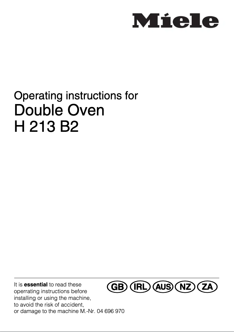 Page n°1 - Manuel utilisateur Miele H 213 B2