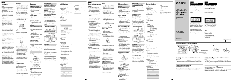 Page 1 de la notice Manuel utilisateur Sony CFD-EX35L