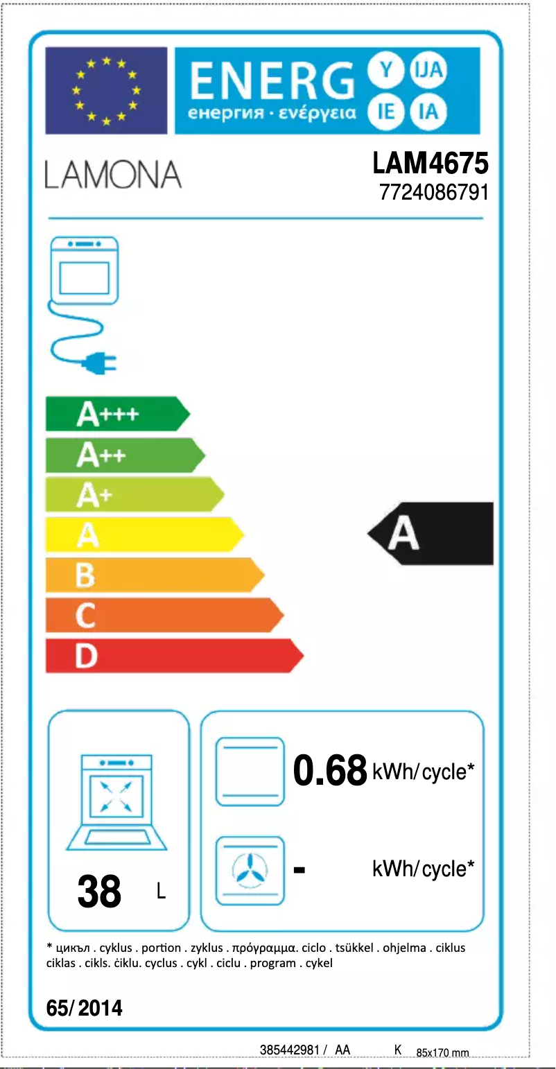 Page n°1 - Label énergétique Lamona LAM4675