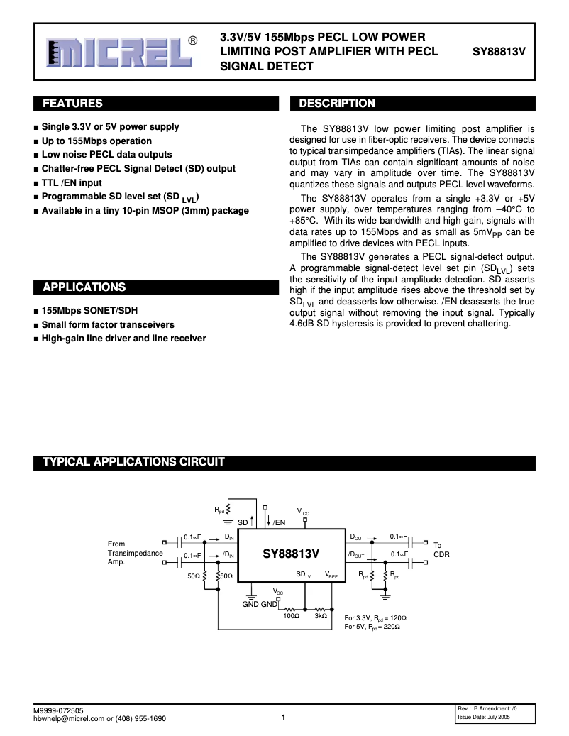 Página 1 del manual Manual de usuario Microchip SY88813V