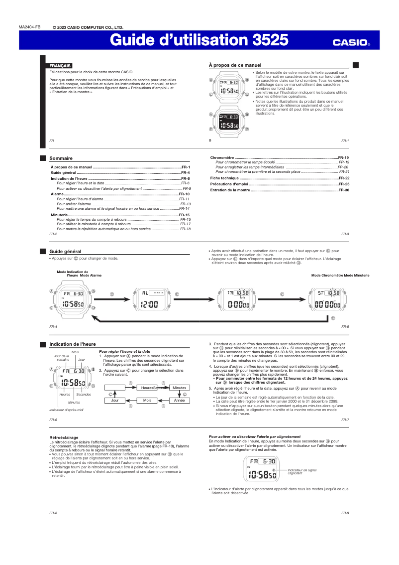 Page n°1 - Manuel utilisateur Casio G-shock GM-5600