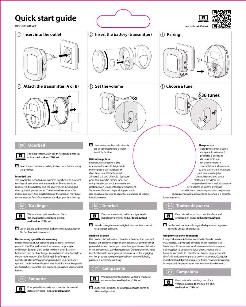Page n°1 - Manuel utilisateur Nedis DOORB220CWT