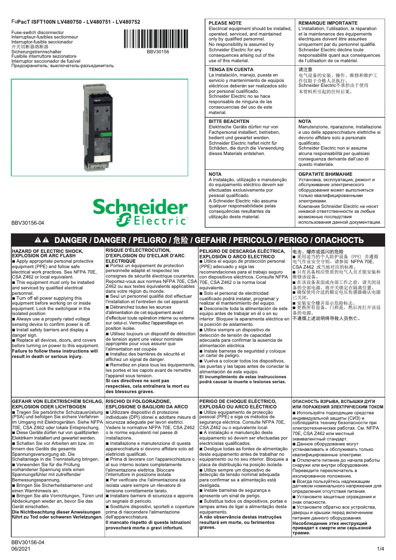 Page n°1 - Manuel utilisateur Schneider LV480752