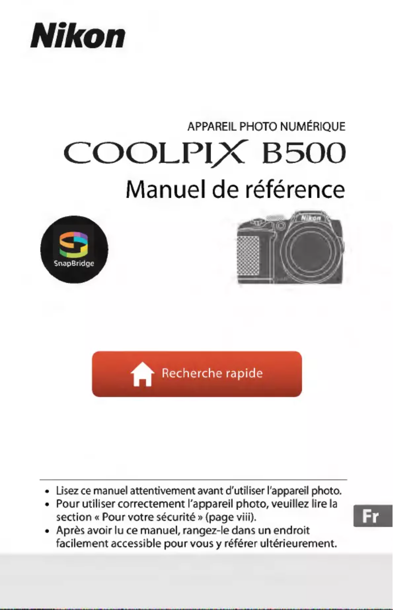 Image de la première page du manuel de l'appareil Coolpix B500