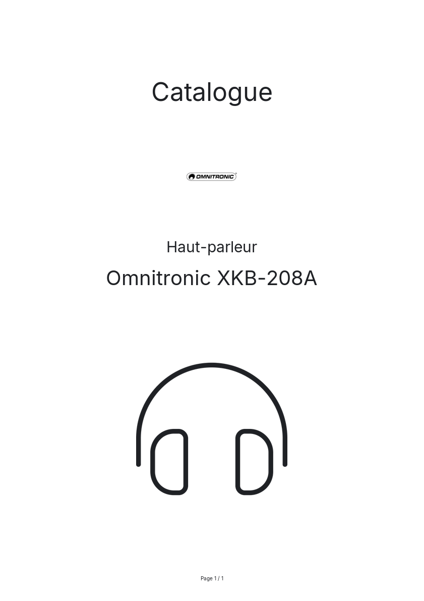 Page n°1 - Catalogue Omnitronic XKB-208A