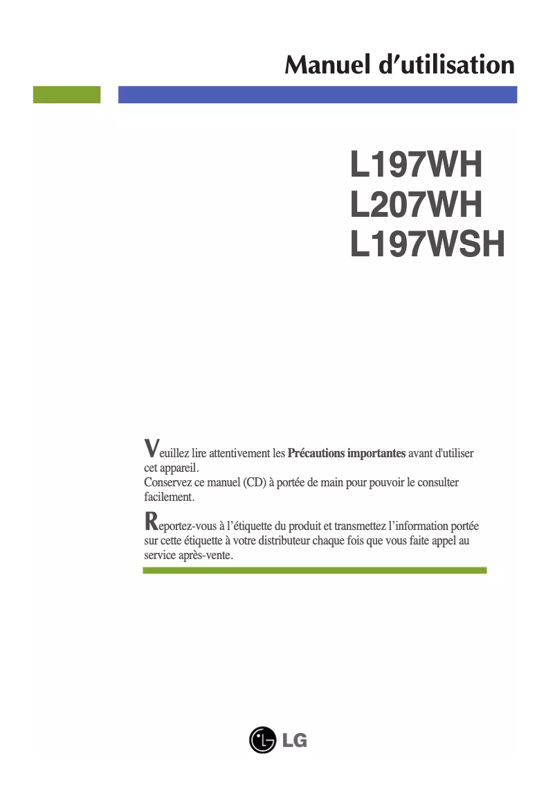 Page n°1 - Manuel utilisateur LG L197WH-PF
