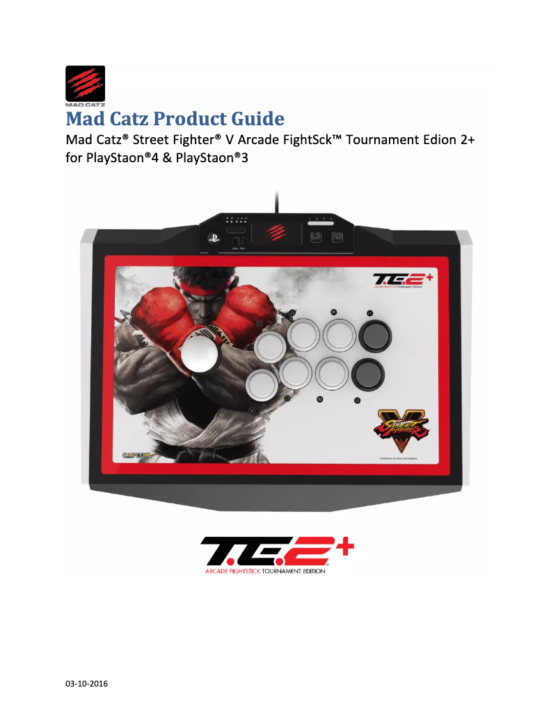 Page n°1 - Manuel utilisateur Mad Catz Street Fighter V Arcade FightStick TE2+