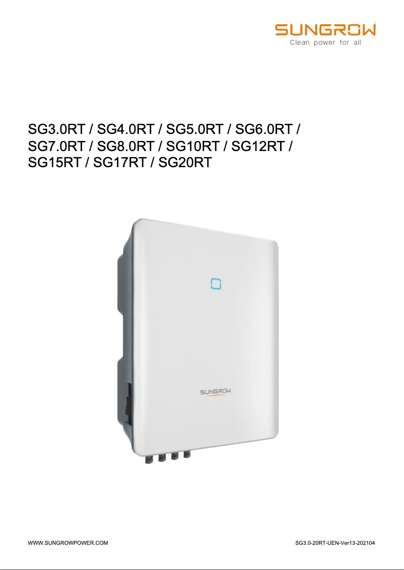 Image de la première page du manuel de l'appareil SG4.0RT