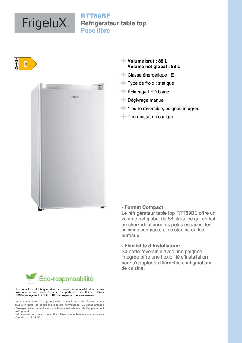 Image de la première page du manuel de l'appareil RTT89BE