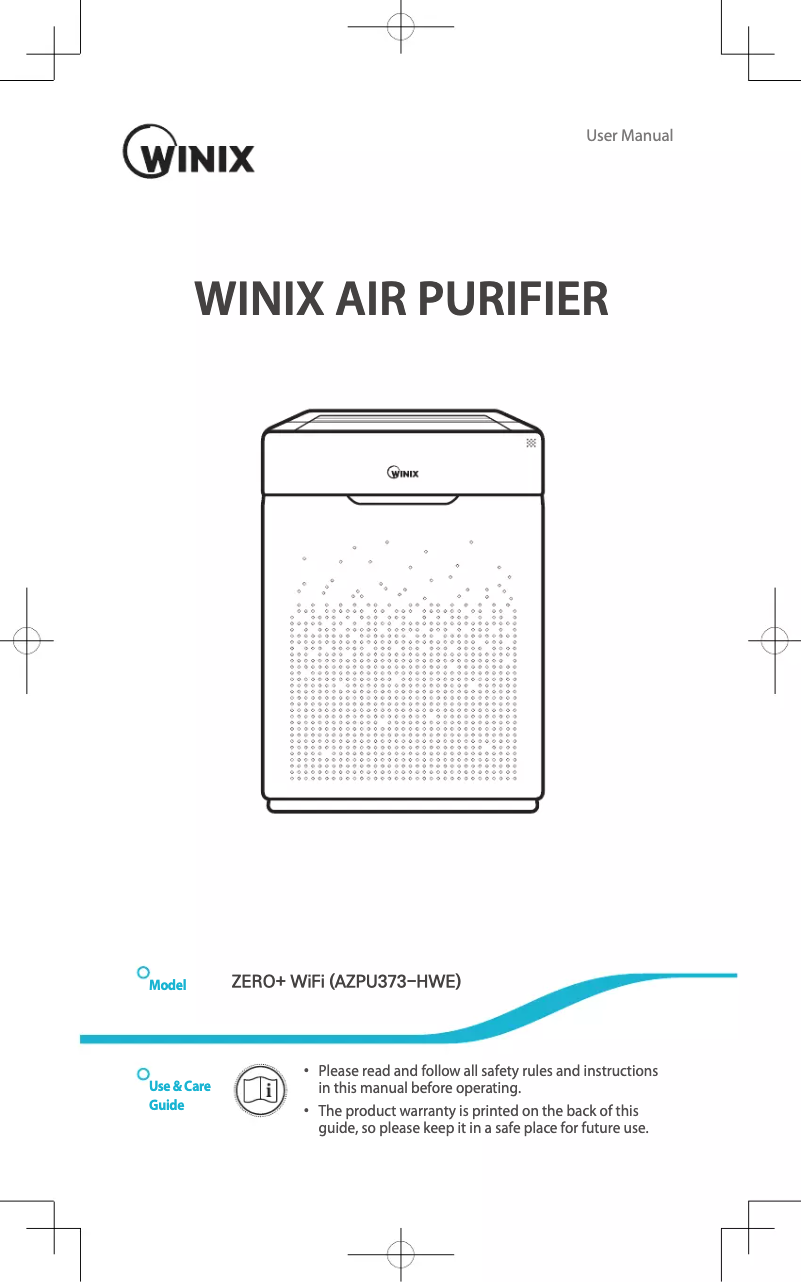 Page n°1 - Manuel utilisateur Winix Zero+