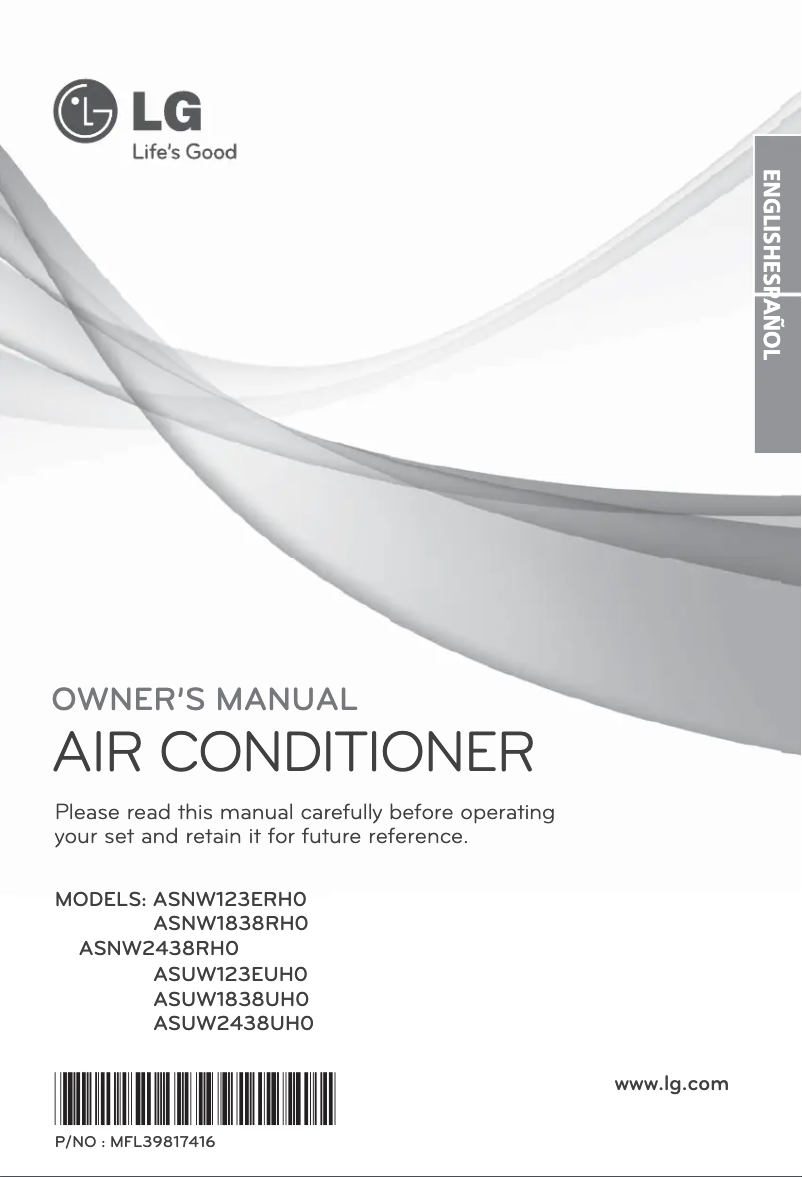 Page 1 de la notice Manuel utilisateur LG ASNW123ERH0