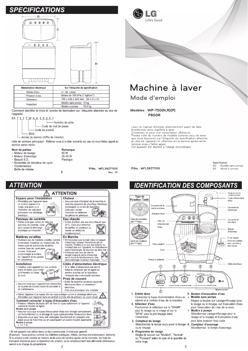 Page n°1 - Manuel utilisateur LG P850R