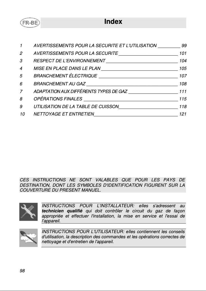 Page 1 de la notice Manuel utilisateur Smeg SR804PGH3