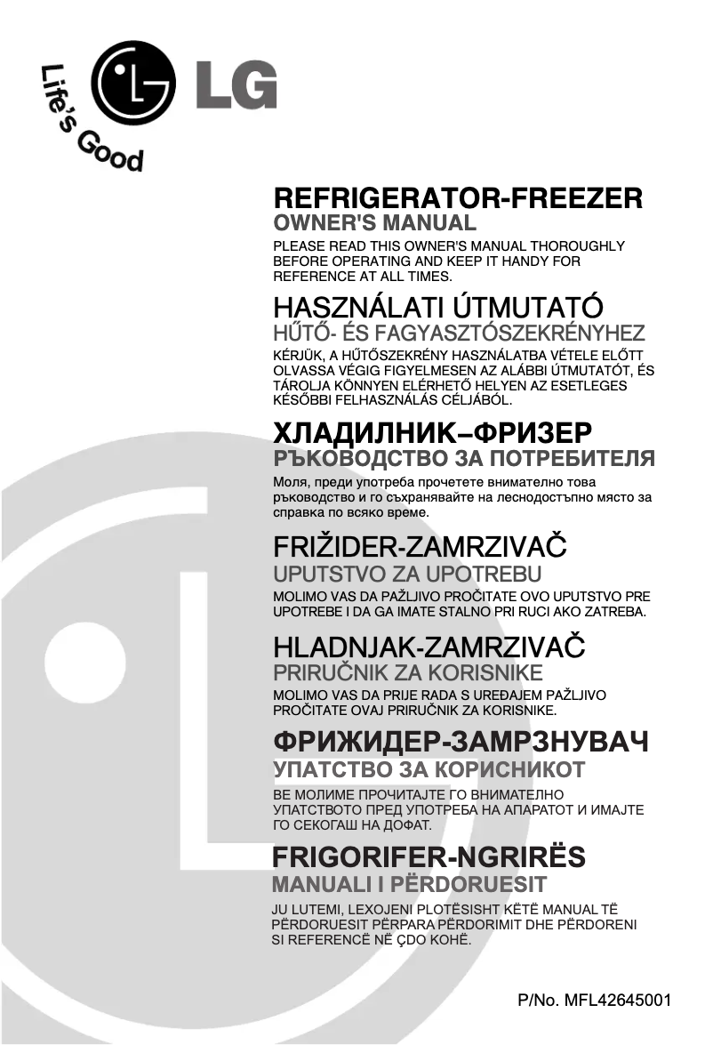 Image de la première page du manuel de l'appareil GR-U262SLC