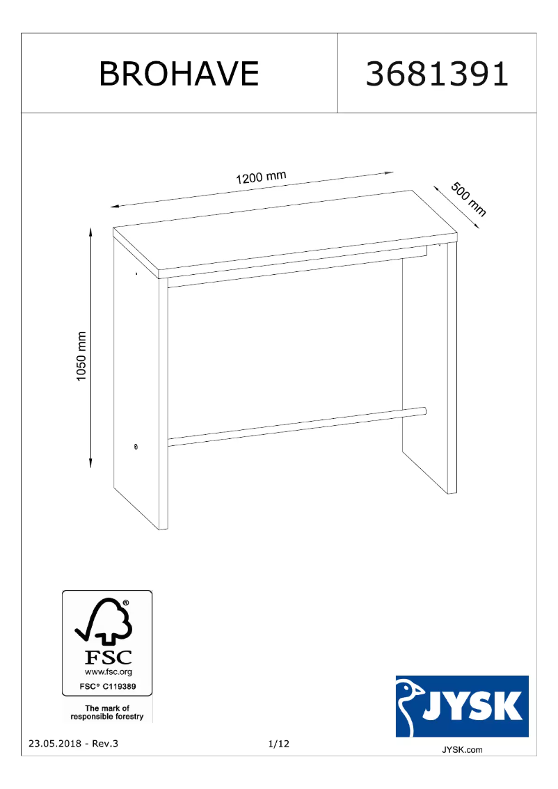 Page 1 de la notice Manuel utilisateur JYSK Brohave