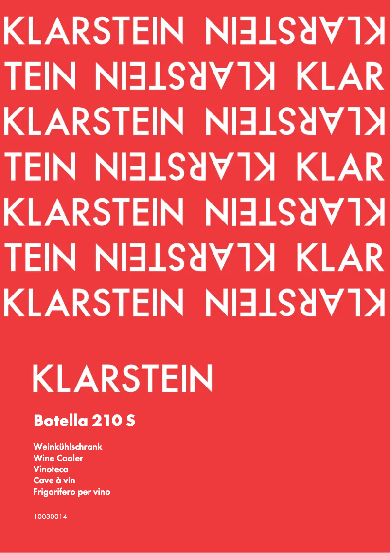 Page n°1 - Manuel utilisateur Klarstein Botella 210 S