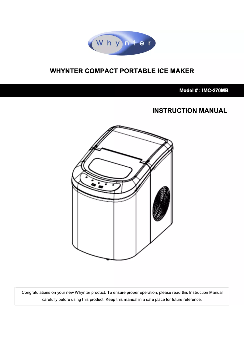Page n°1 - Manuel utilisateur Whynter IMC-270MB