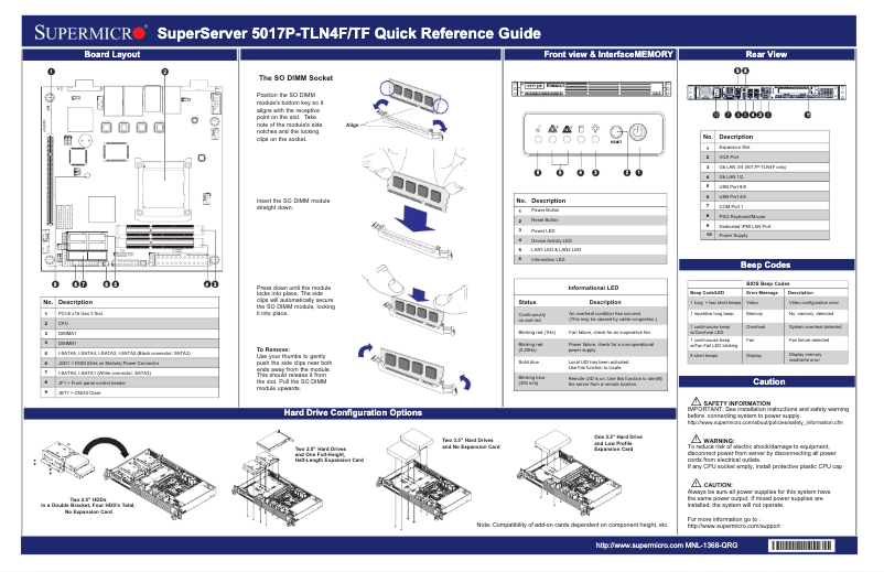 Page 1 de la notice Manuel utilisateur Supermicro SuperServer 5017P-TF