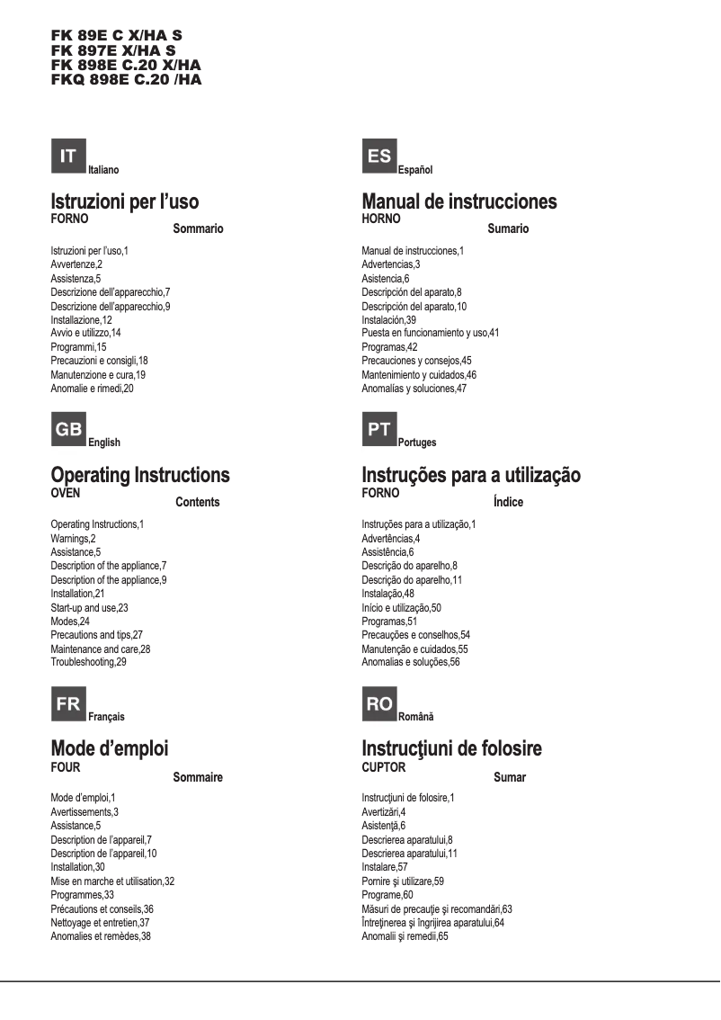 Page 1 de la notice Manuel utilisateur Hotpoint FK 897E X/HA S