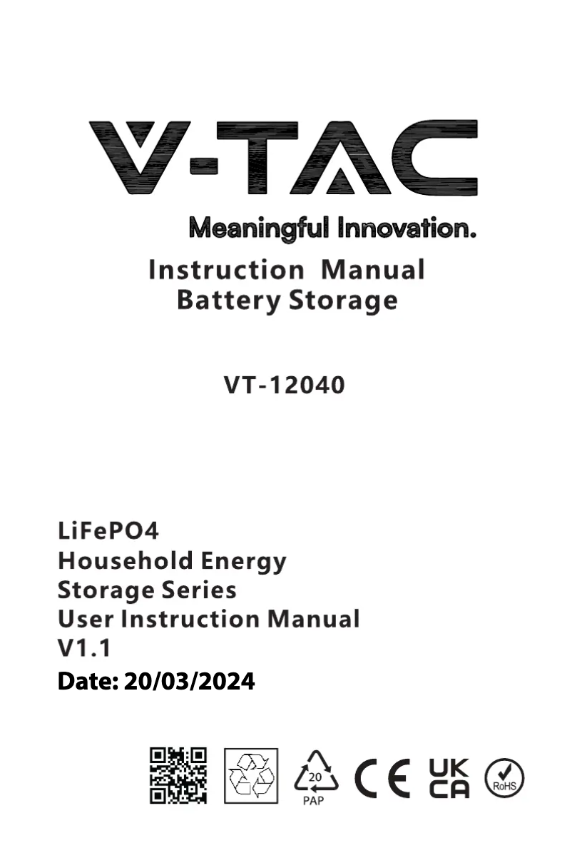 Page 1 de la notice Manuel utilisateur V-TAC VT-12040