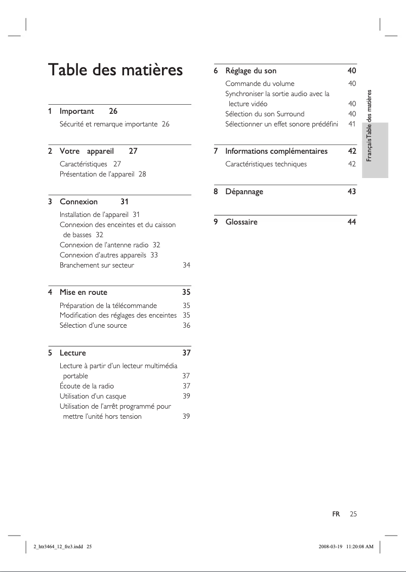 Image de la première page du manuel de l'appareil HTR3464