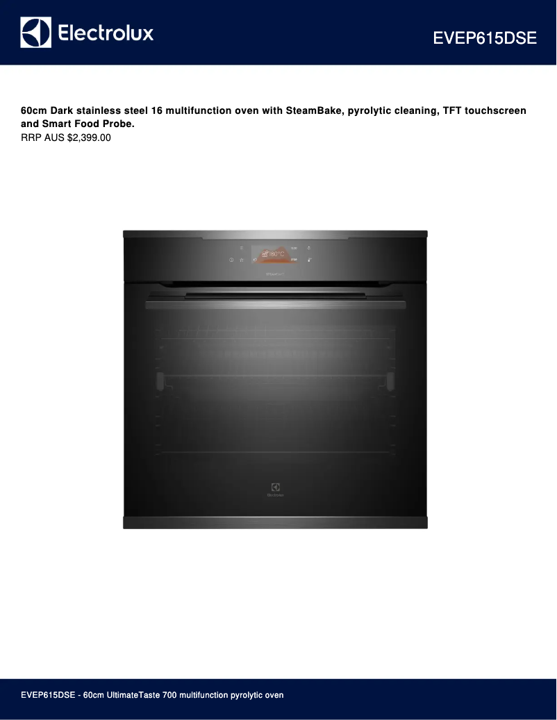 Page 1 de la notice Fiche technique Electrolux EVEP615