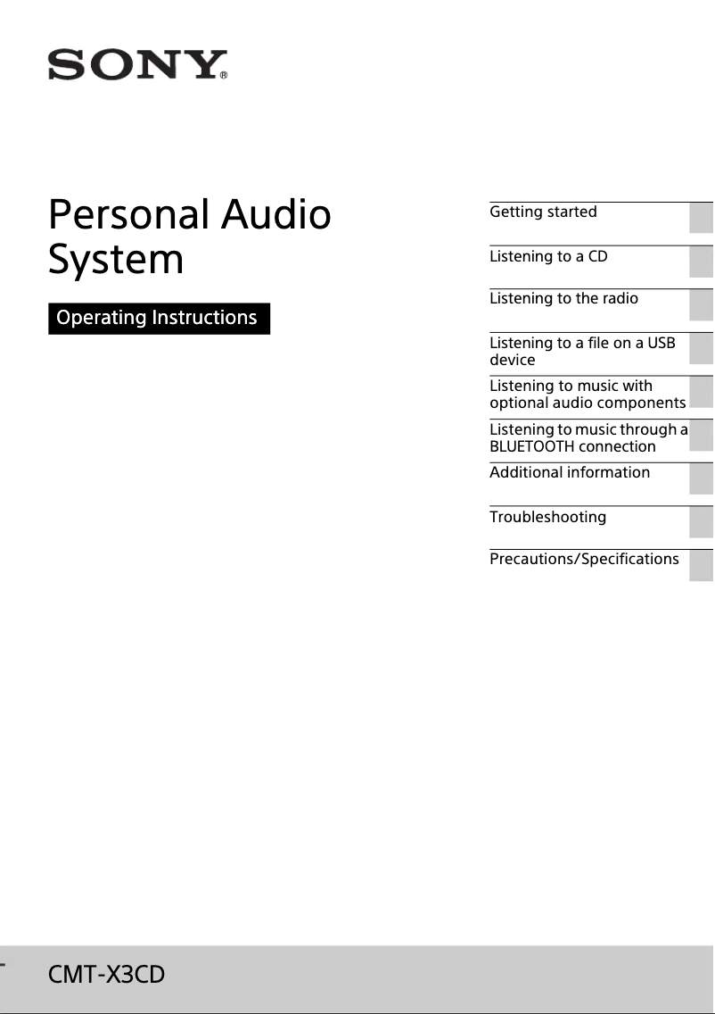 Page 1 de la notice Manuel utilisateur Sony CMT-X3