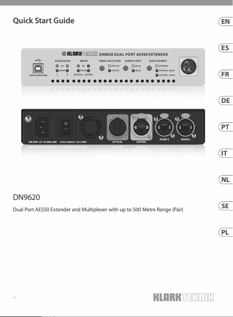 Page n°1 - Guide de démarrage rapide Klark Teknik DN9620