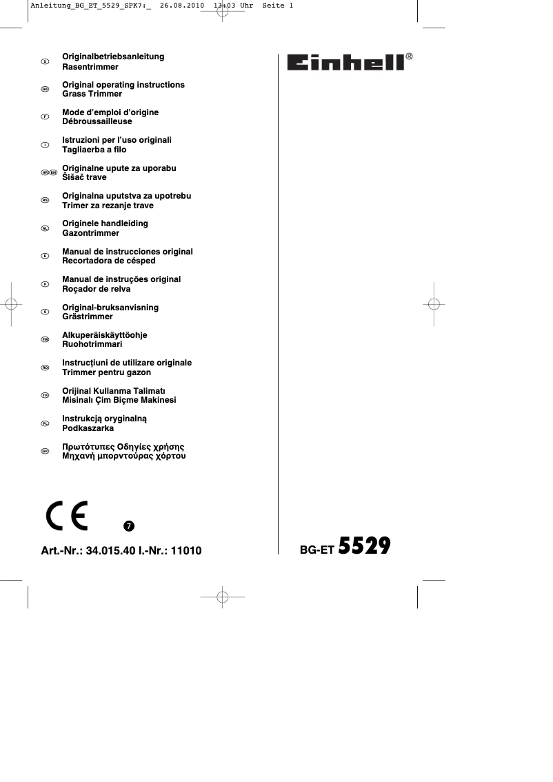 Page n°1 - Mode d'emploi Einhell BG-ET 5529