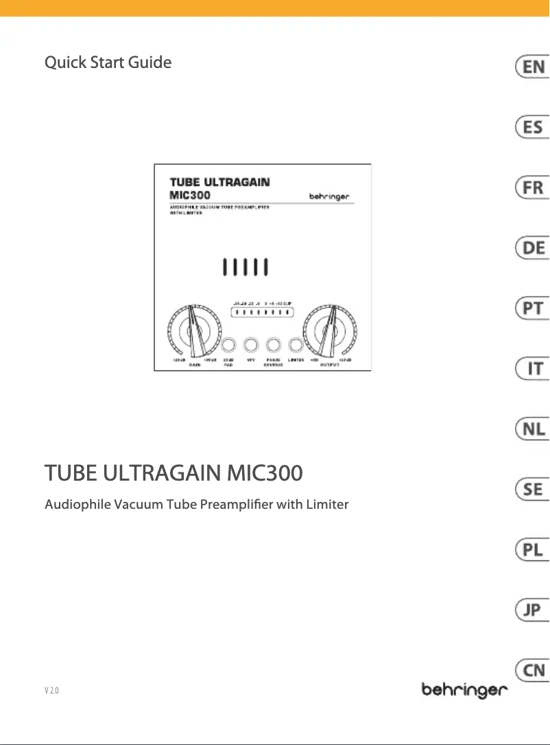 Image de la première page du manuel de l'appareil Tube Ultragain MIC300