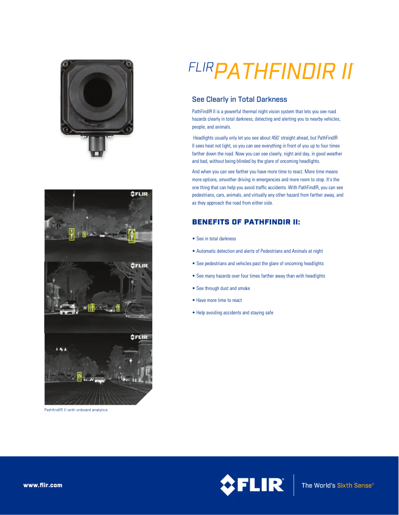 Page 1 de la notice Fiche technique FLIR PathFindIR II