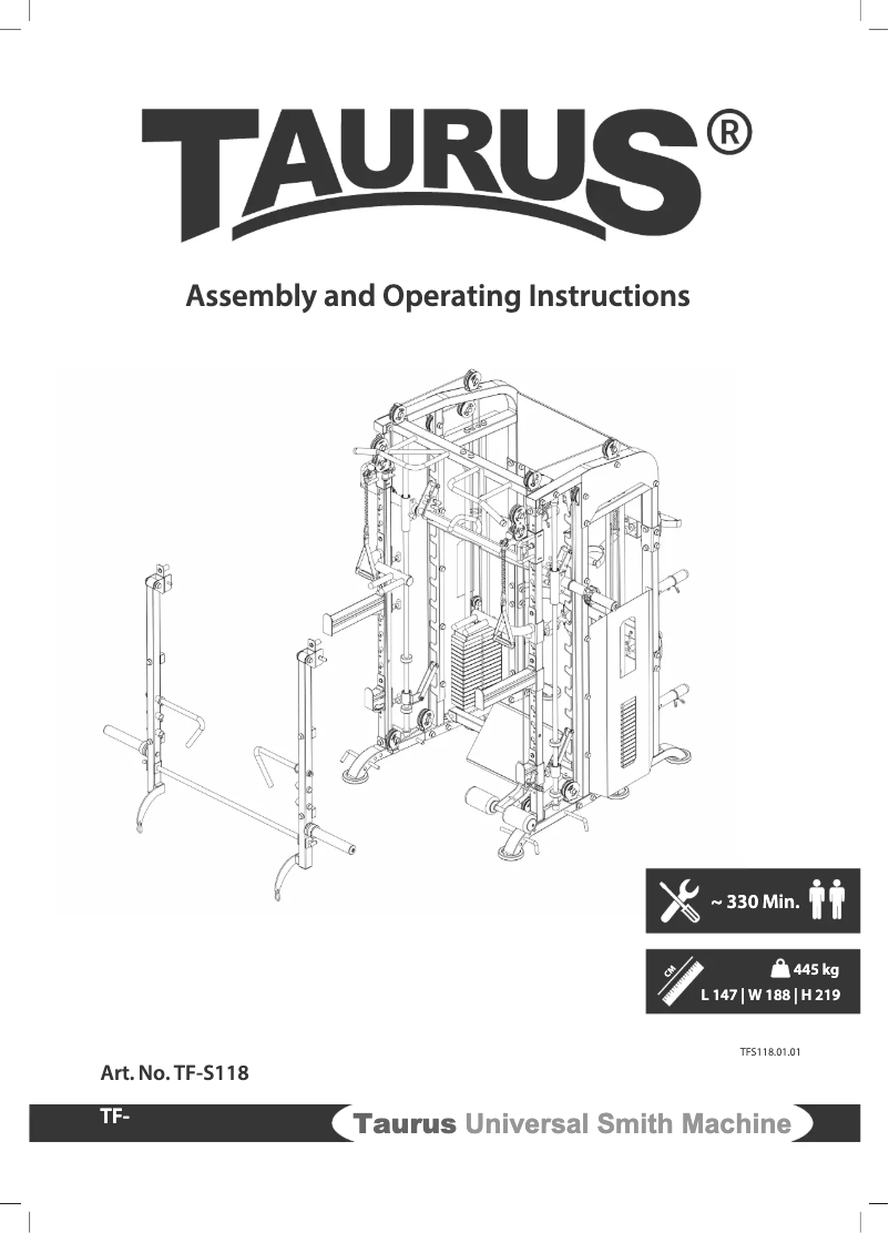 Image de la première page du manuel de l'appareil Universal Smith Machine
