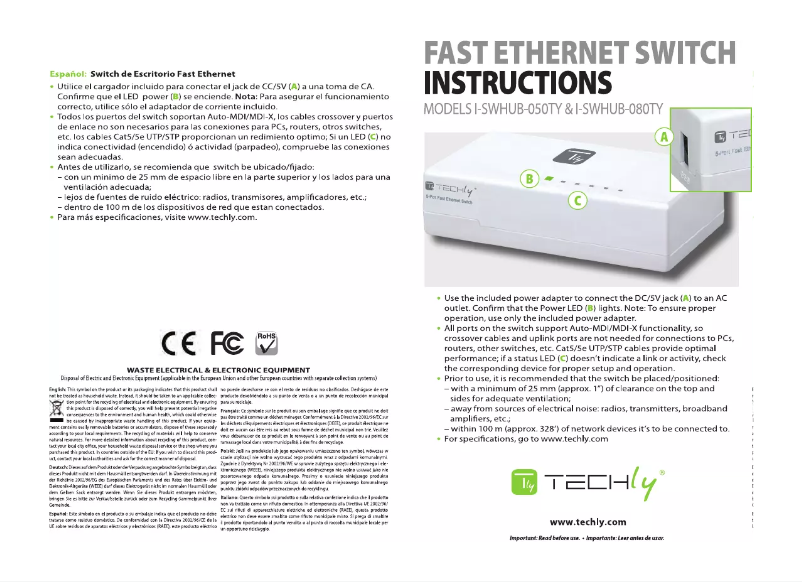Page 1 de la notice Manuel utilisateur Techly I-SWHUB-080TY