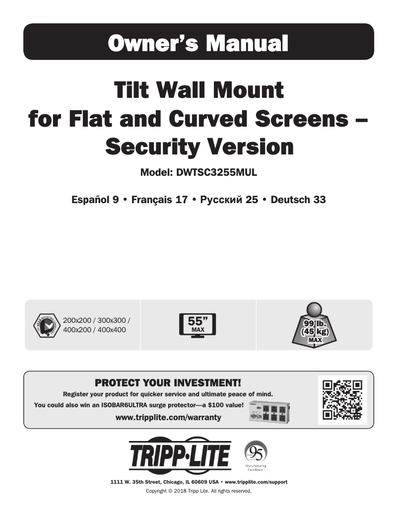 Page 1 de la notice Manuel utilisateur Tripp Lite WorkWise DWTSC3255MUL