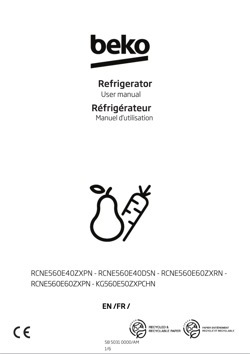 Page n°1 - Manuel utilisateur Beko RCNE560E40DSN