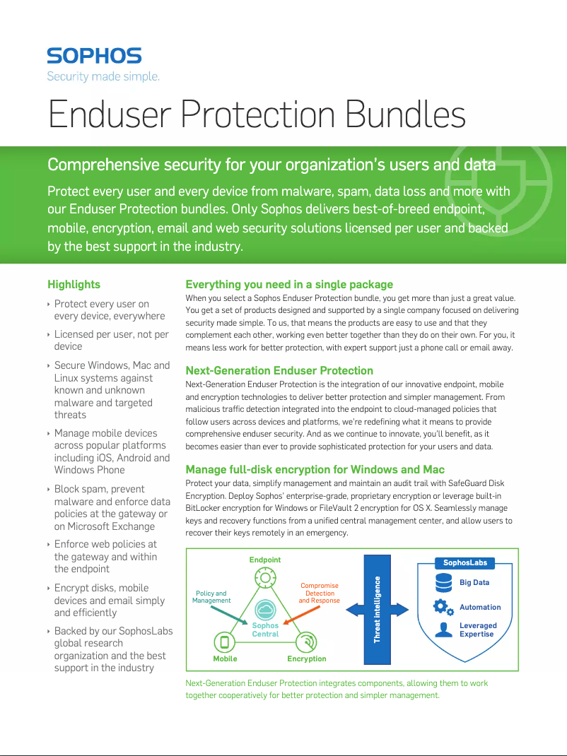 Página 1 del manual Manual de usuario Sophos EndUser Protection