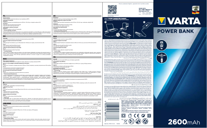Page 1 de la notice Manuel utilisateur Varta Power Bank 2600