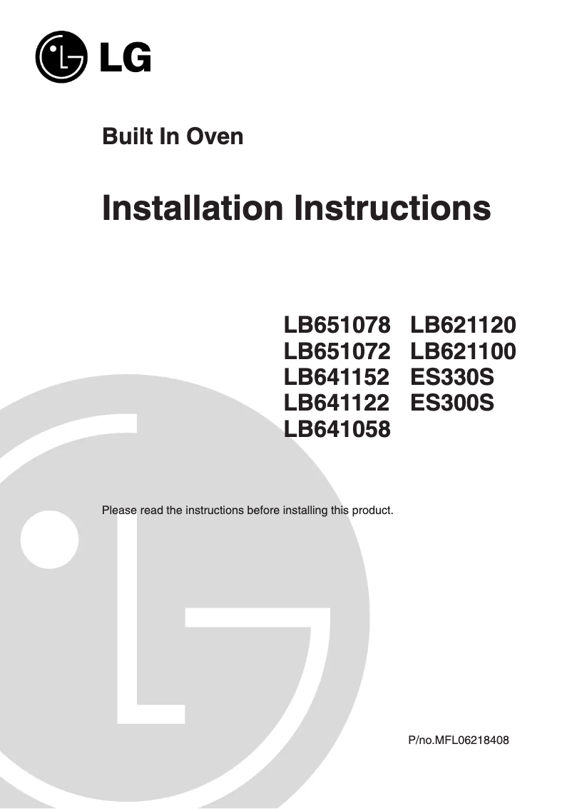 Page 1 de la notice Guide d'installation LG LB641152S