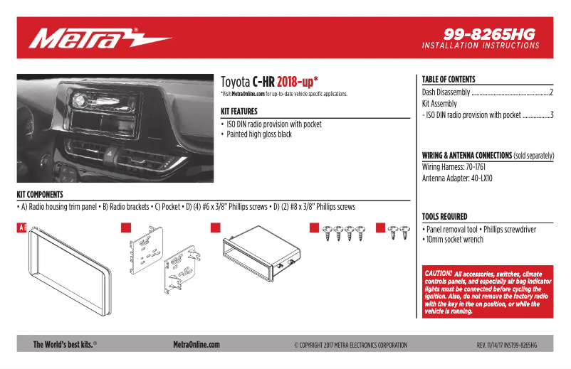 Page n°1 - Manuel utilisateur Metra 99-8265HG